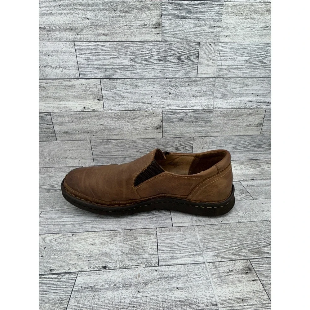 Born Mens Leather Slip On Loafers Brown‎ F33006 Tan Distressed Shoes Size 9.5 41